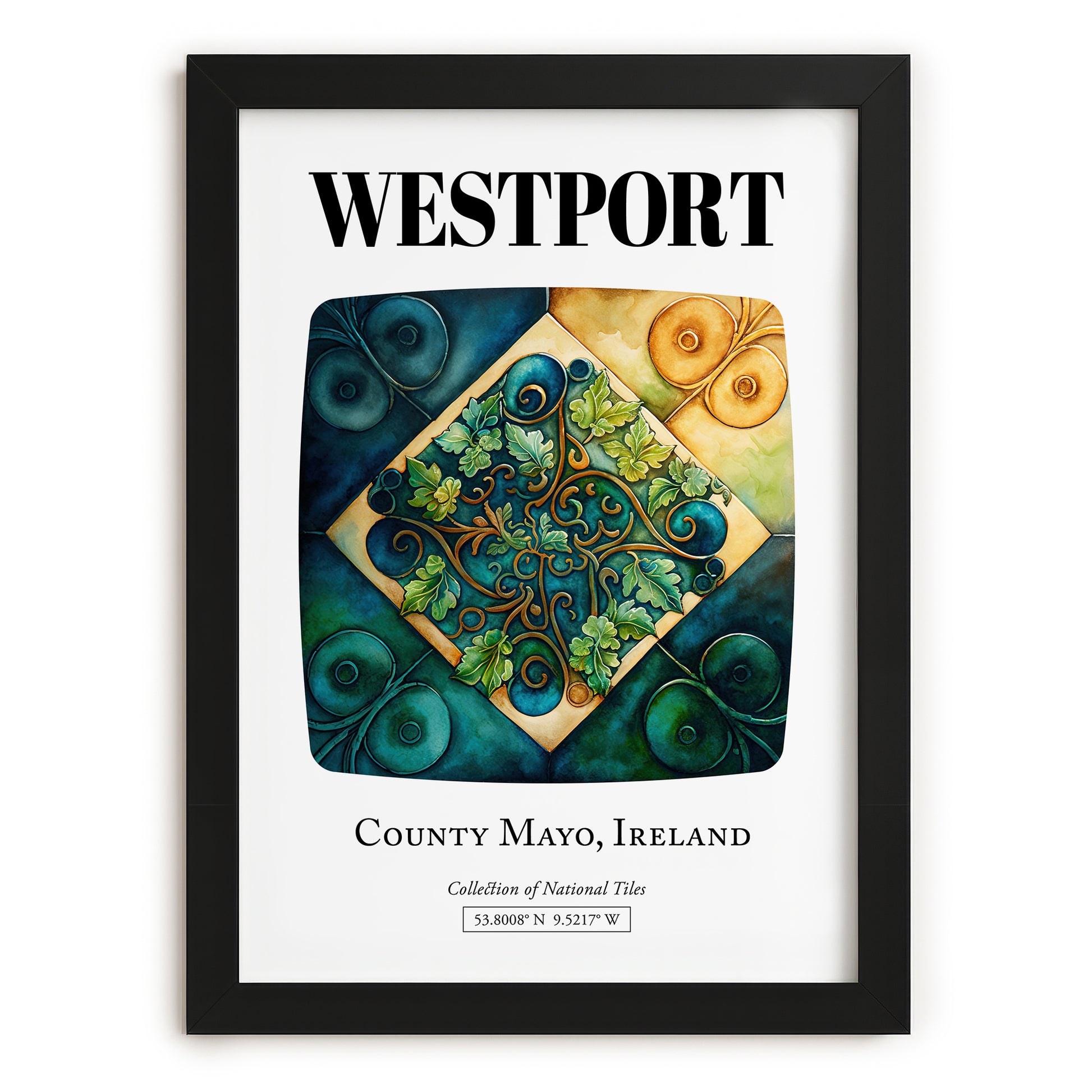 Westport, Ireland – Travel Wall Art, in sleek black frame