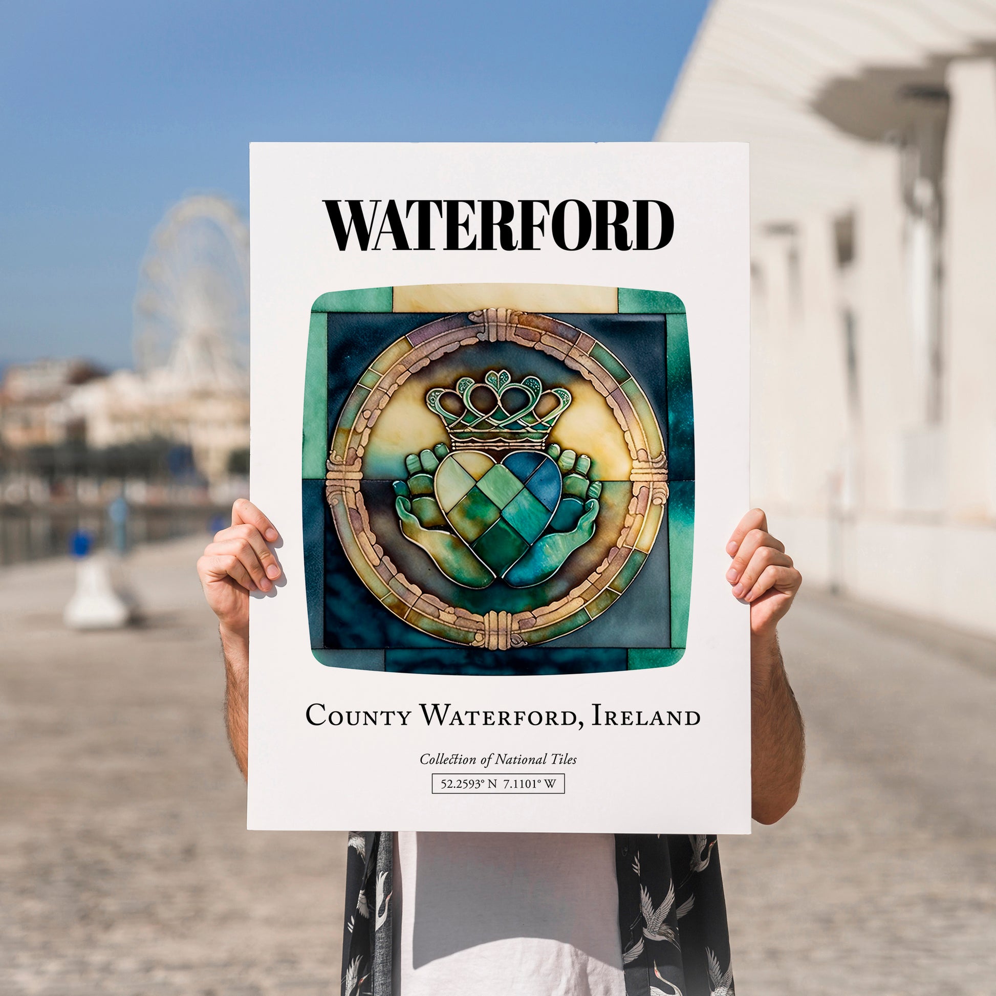 Waterford, Ireland – Travel Poster, no-text version framed in wood