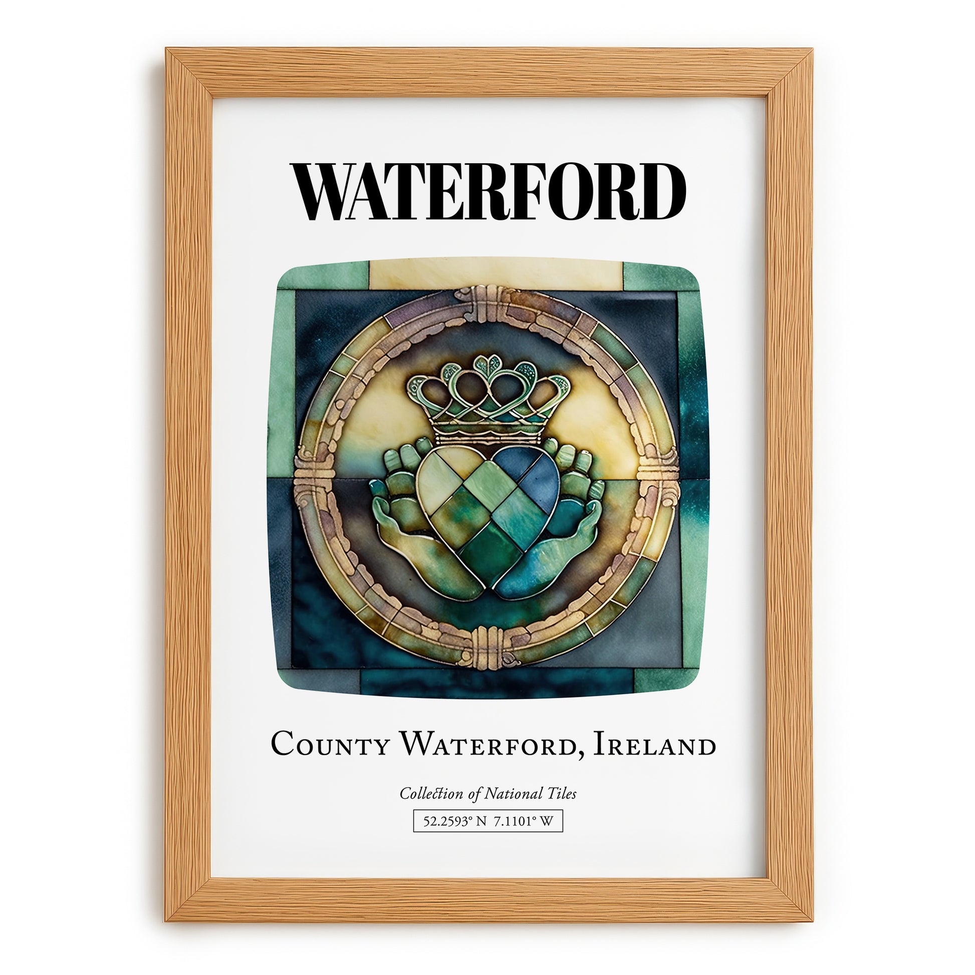 Waterford, Ireland – Travel Poster, set in oak frame