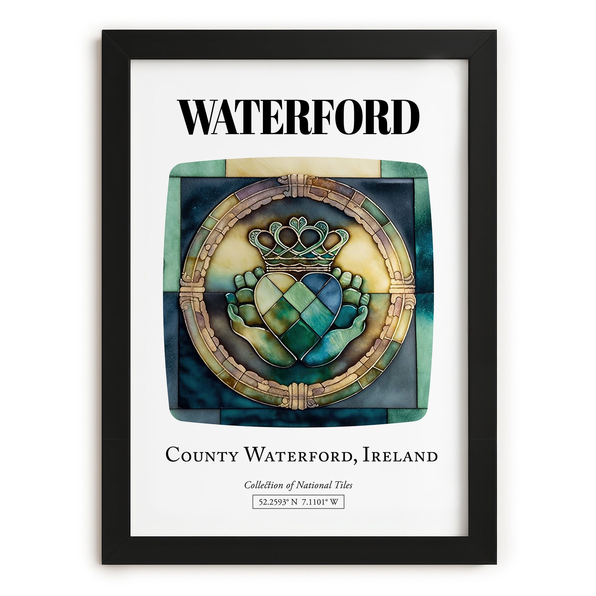Waterford, Ireland – Travel Poster, in sleek black frame