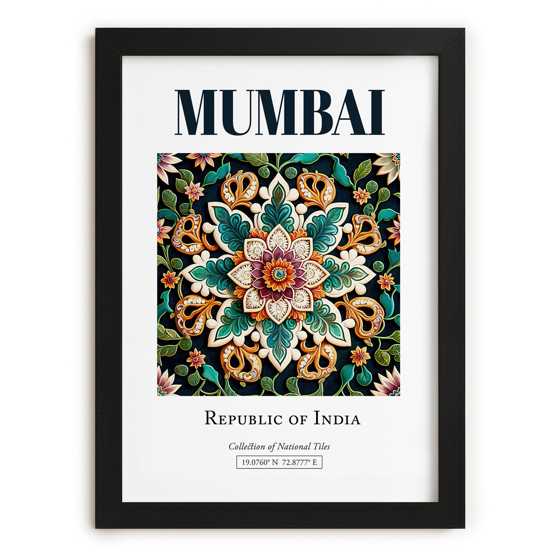 Mumbai, India – Minimalist Travel Print, in sleek black frame