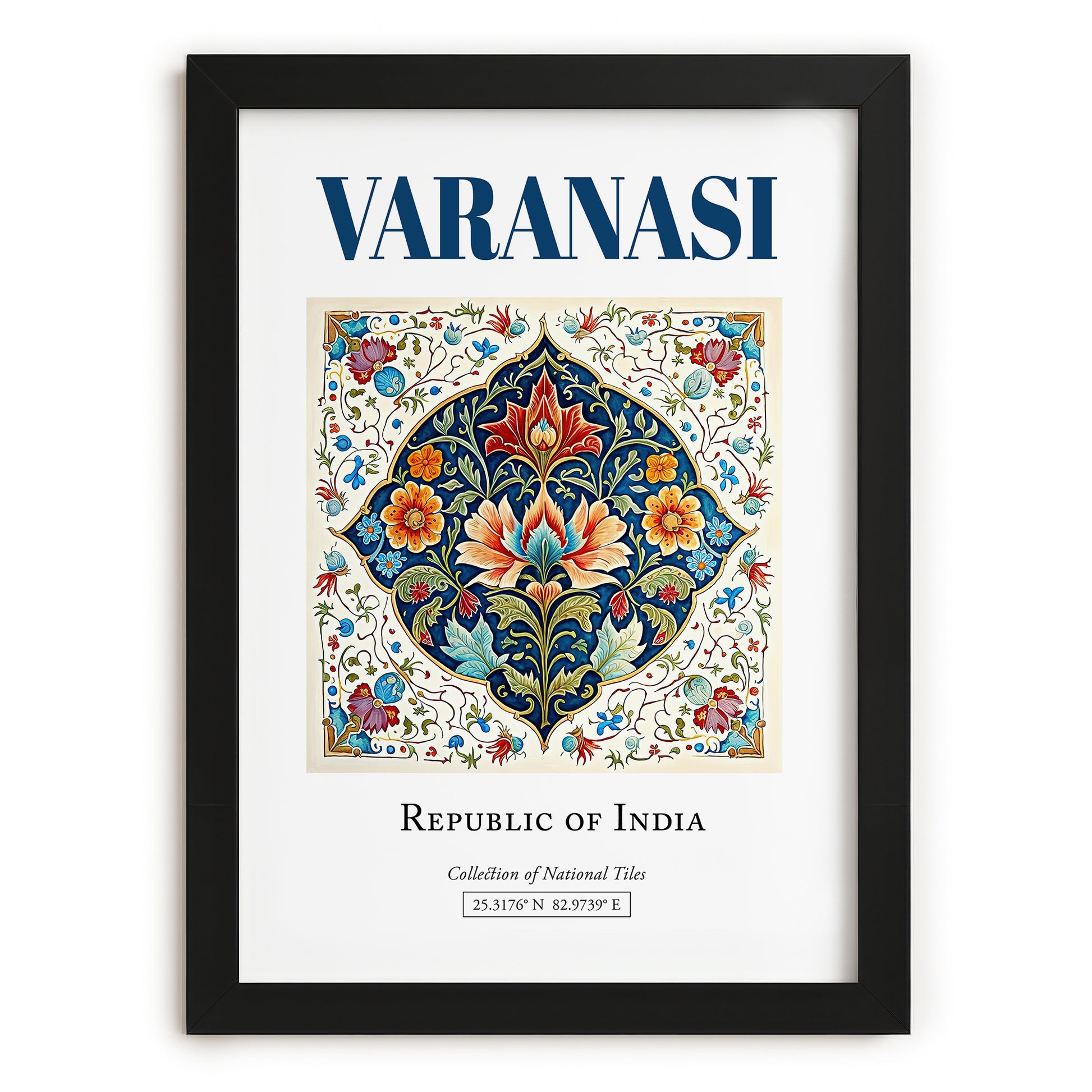 Varanasi, India – Minimalist Travel Print, in sleek black frame
