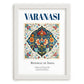 Varanasi, India – Minimalist Travel Print, placed in minimal white frame
