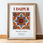 Udaipur, India – Travel Poster, in wooden frame leaning on the floor