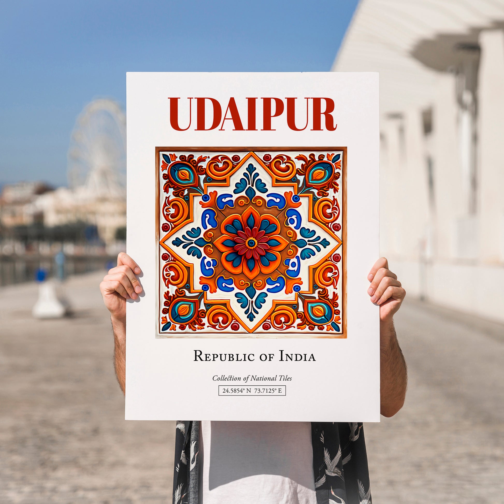 Udaipur, India – Travel Poster, no-text version framed in wood