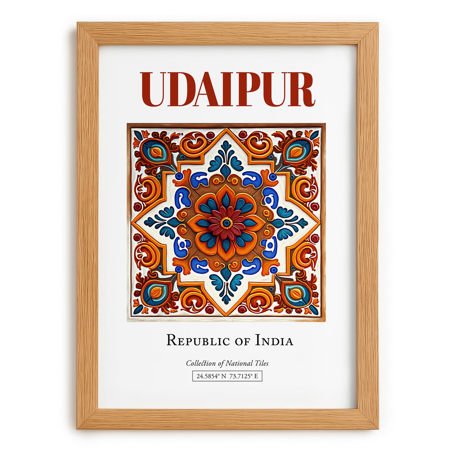 Udaipur, India – Travel Poster, set in oak frame