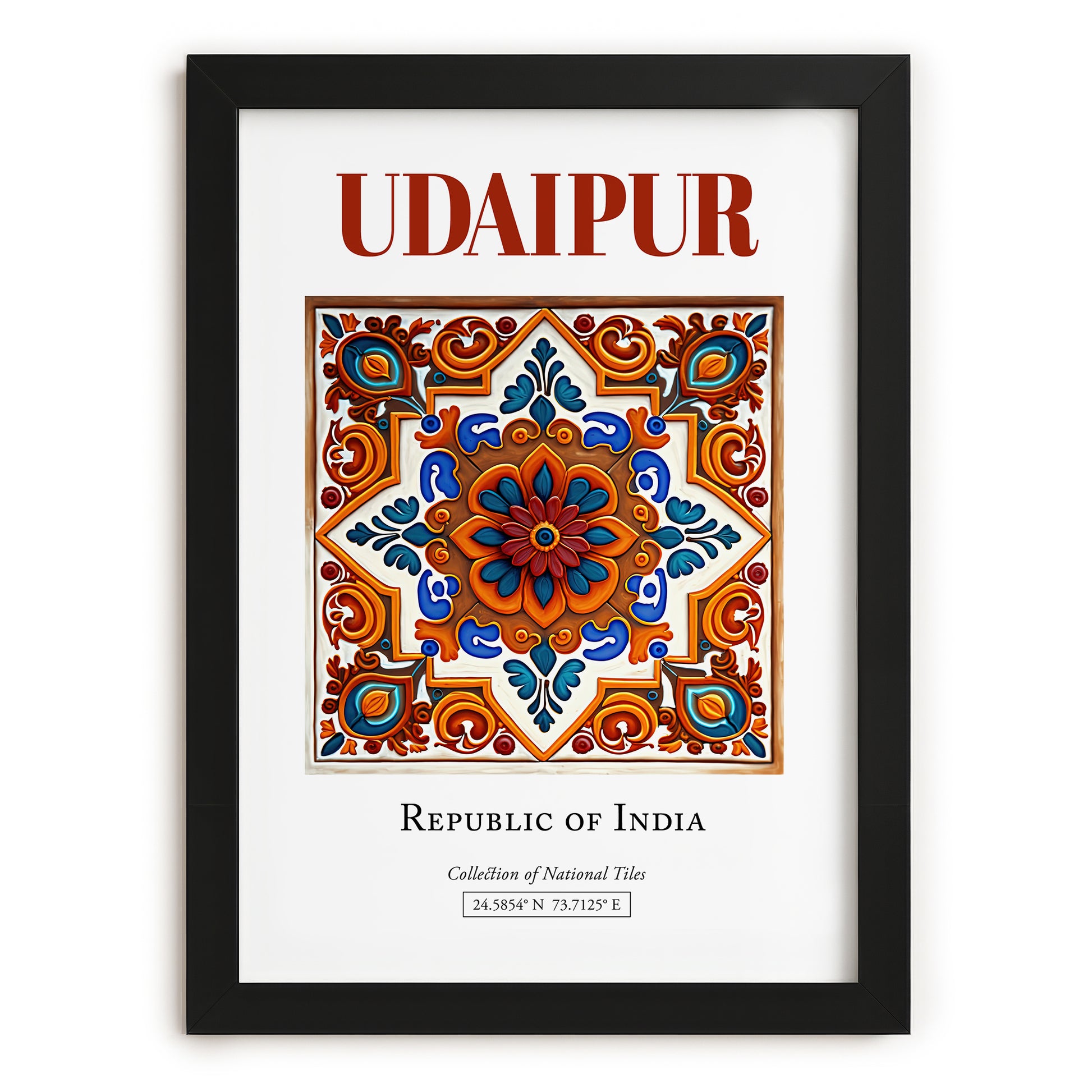 Udaipur, India – Travel Poster, in sleek black frame
