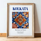 Kolkata, India – Travel Poster, in wooden frame leaning on the floor