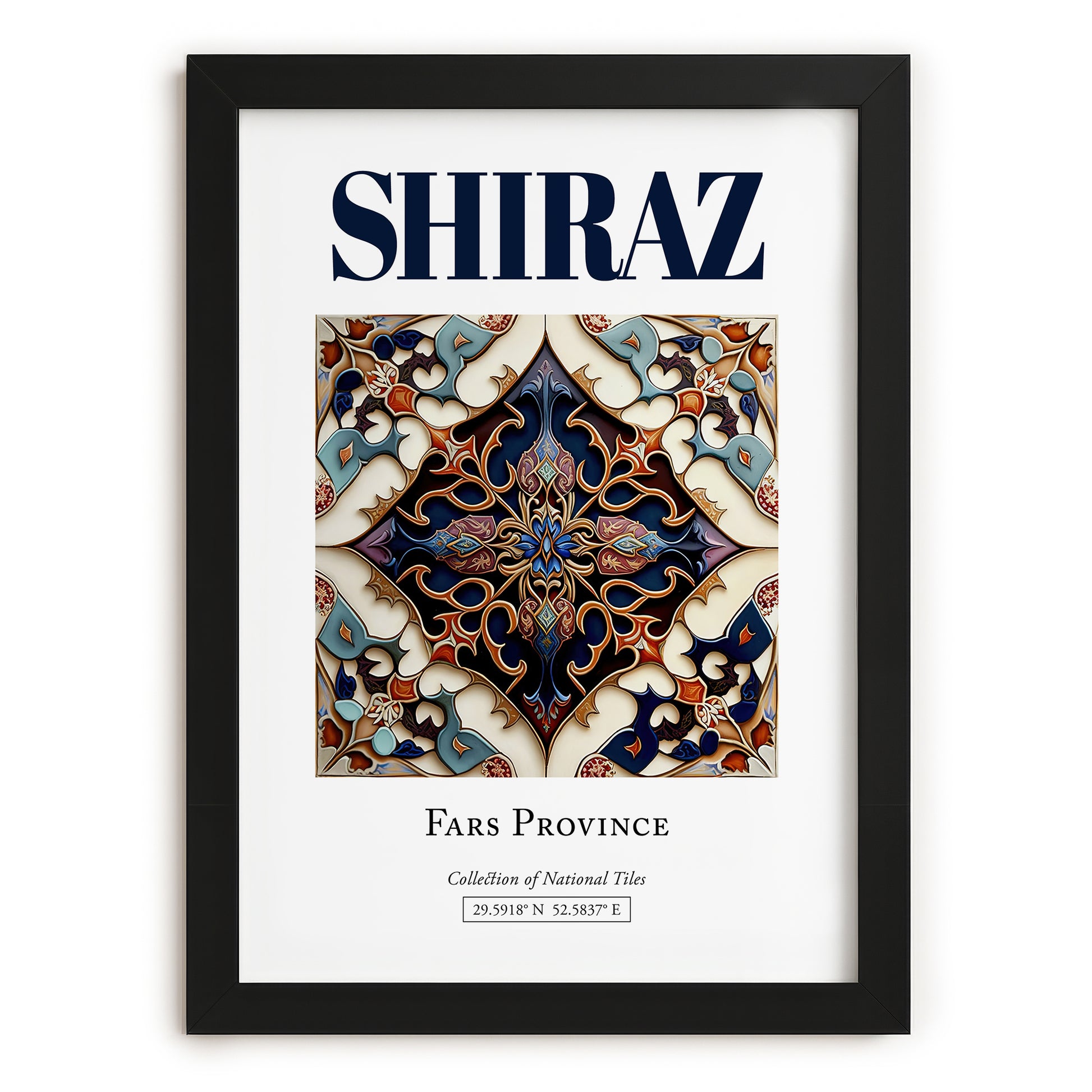 Shiraz, Iran – Travel Poster, in sleek black frame