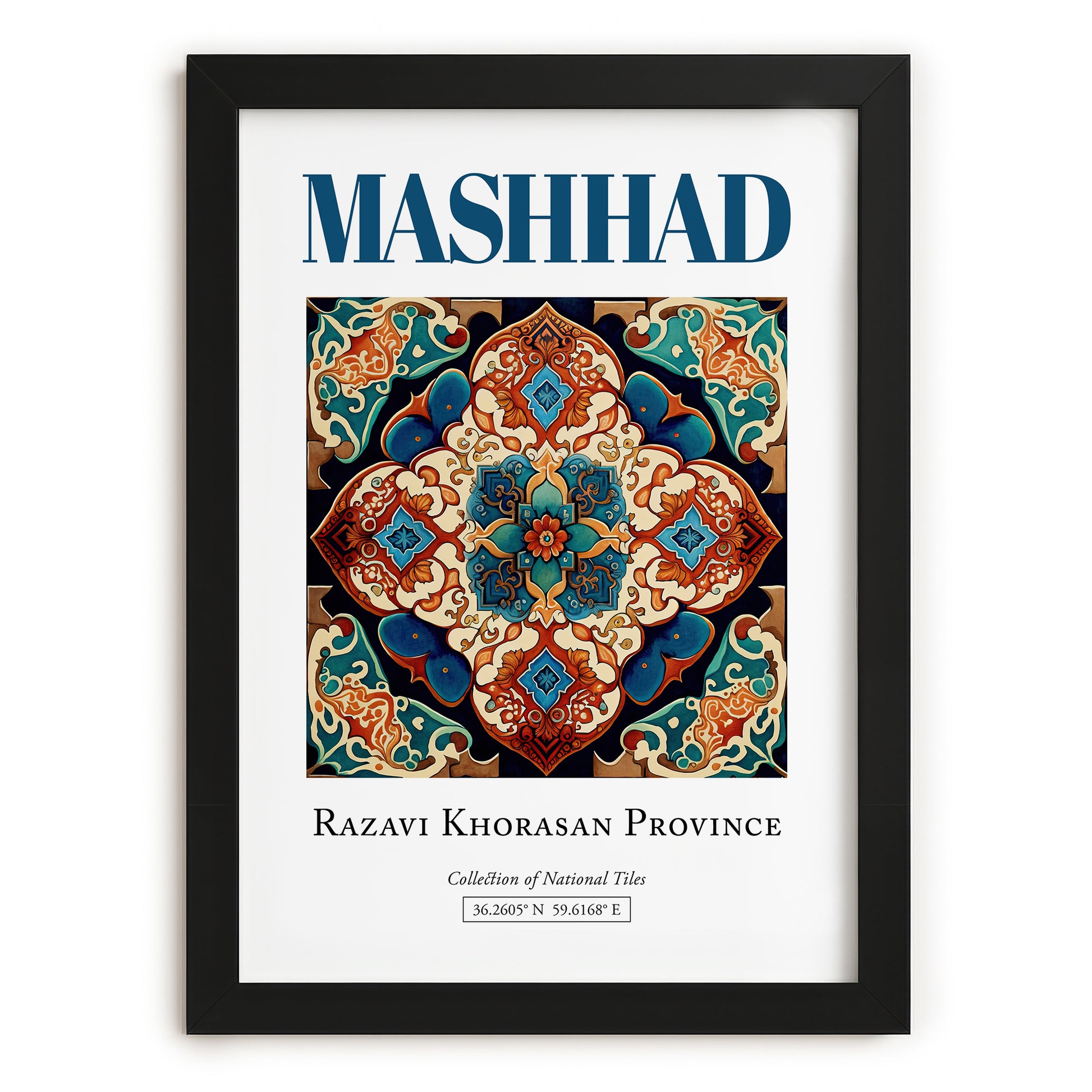 Mashhad, Iran – Architectural Travel Art, in sleek black frame