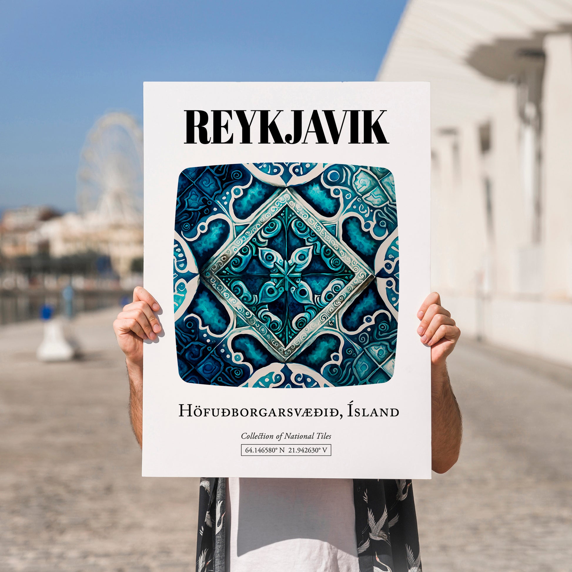 Reykjavik, Iceland – Dream Destination Decor, no-text version framed in wood