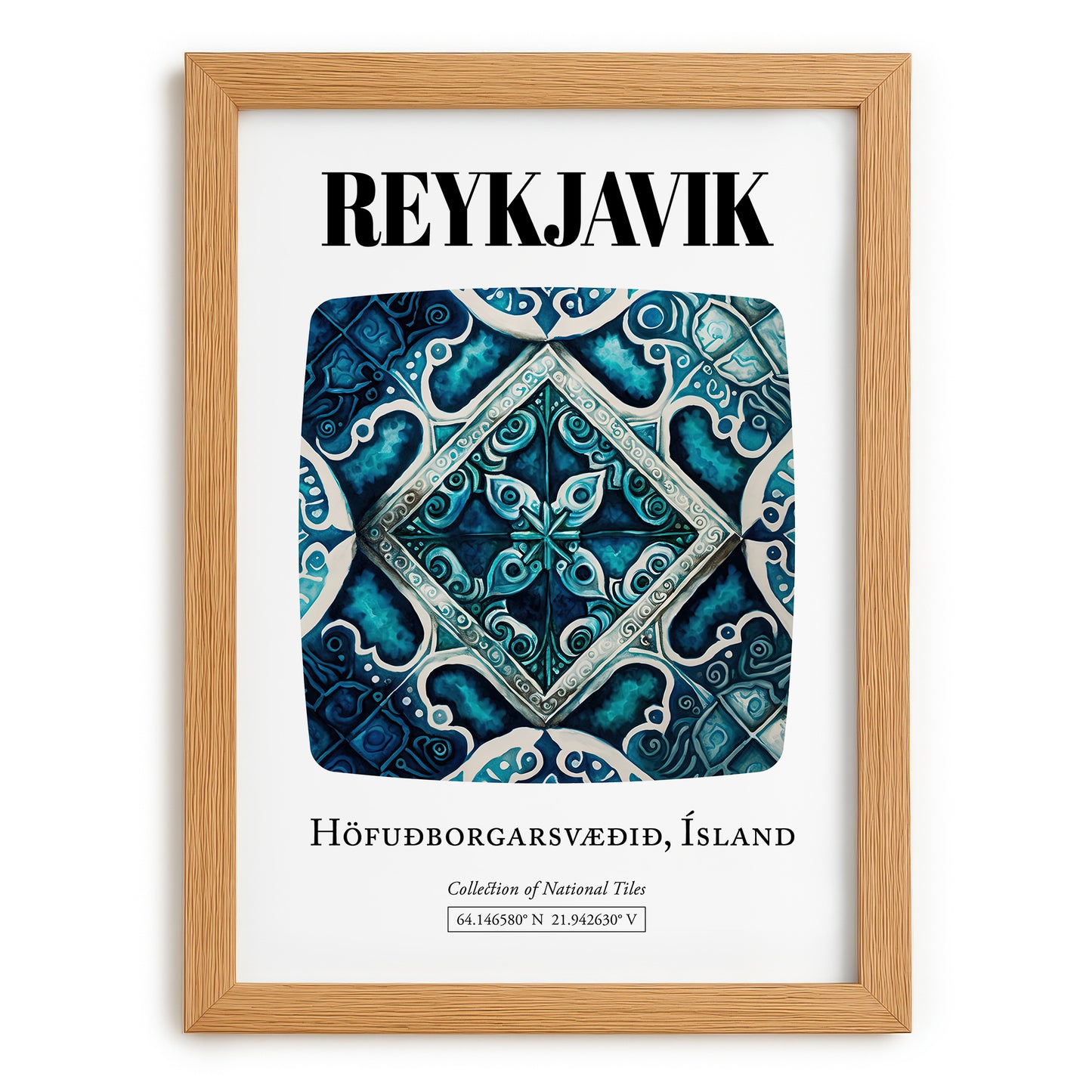 Reykjavik, Iceland – Dream Destination Decor, set in oak frame