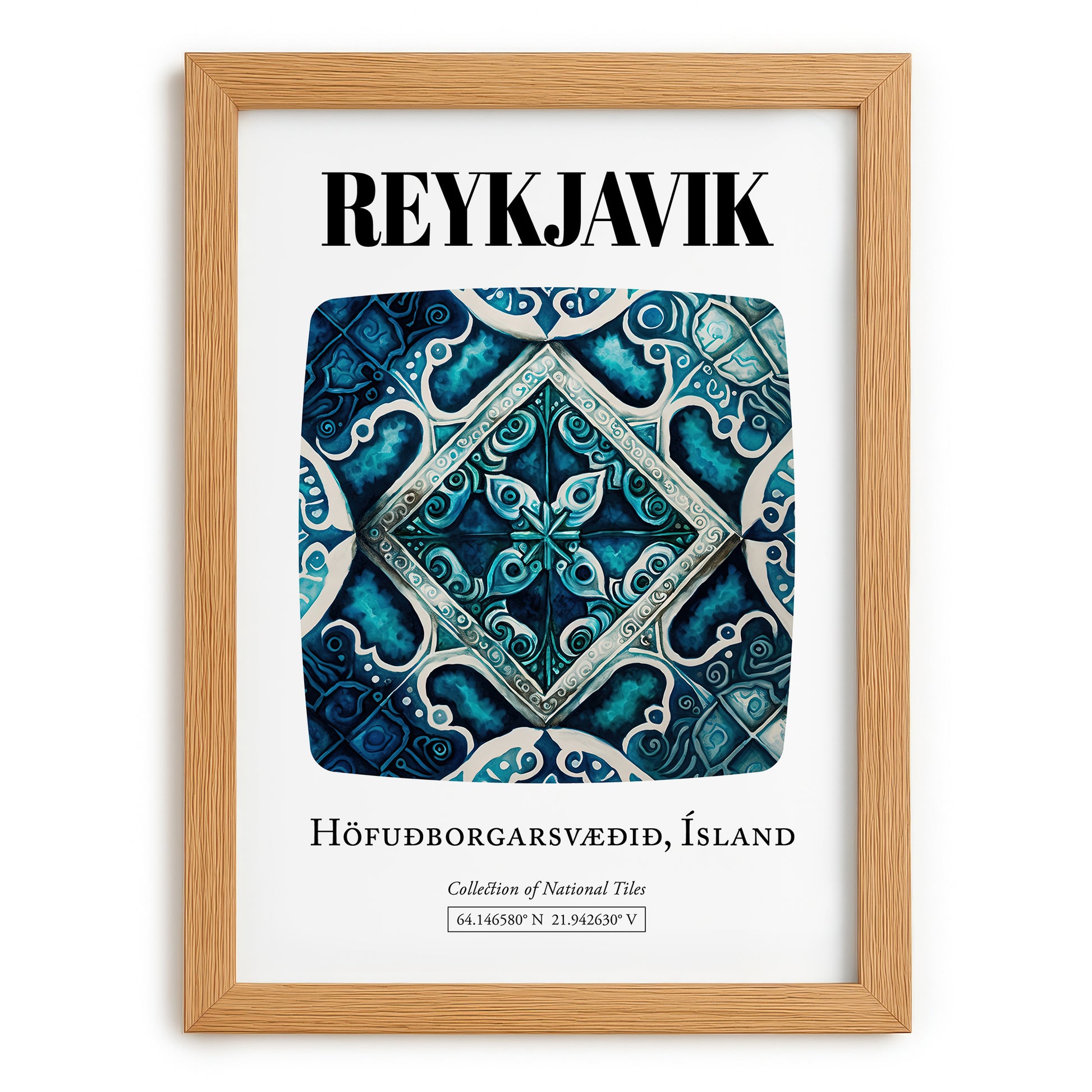 Reykjavik, Iceland – Dream Destination Decor, set in oak frame