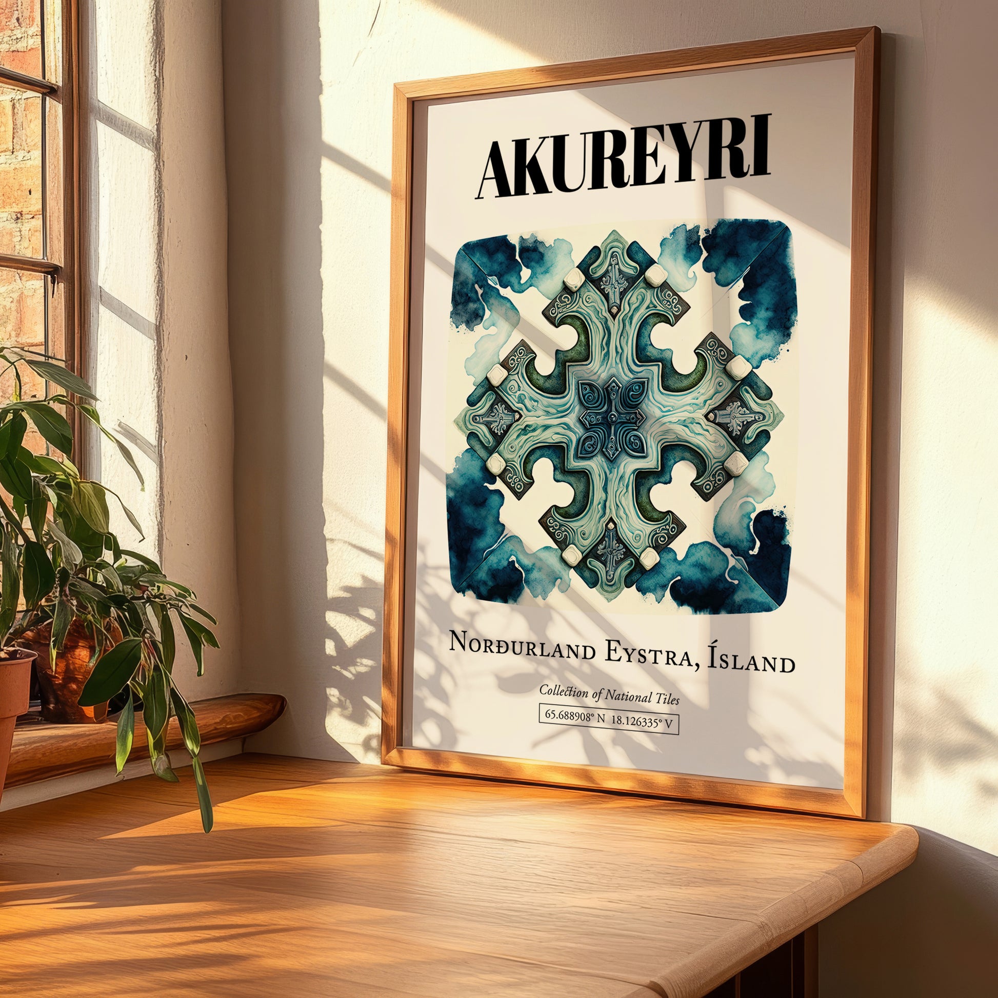 Akureyri, Iceland – Travel Wall Art, clean layout with no caption