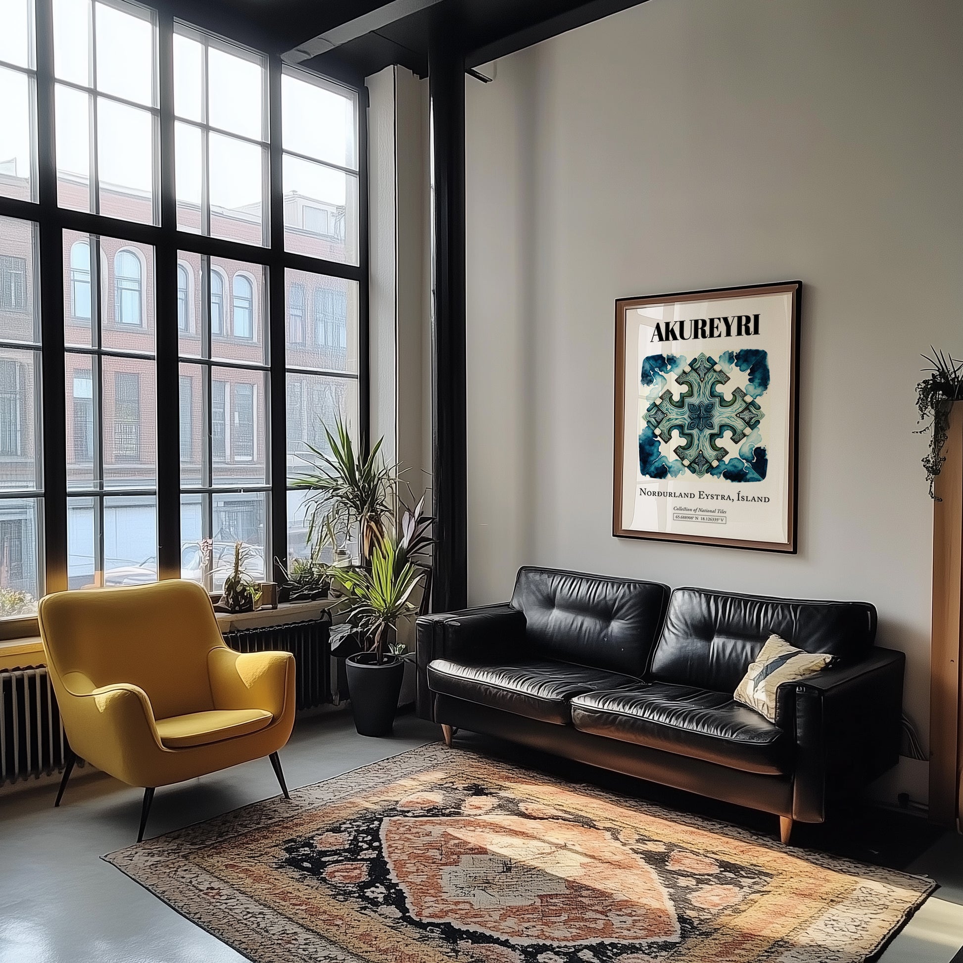 Akureyri, Iceland – Travel Wall Art, unframed on coastal sand