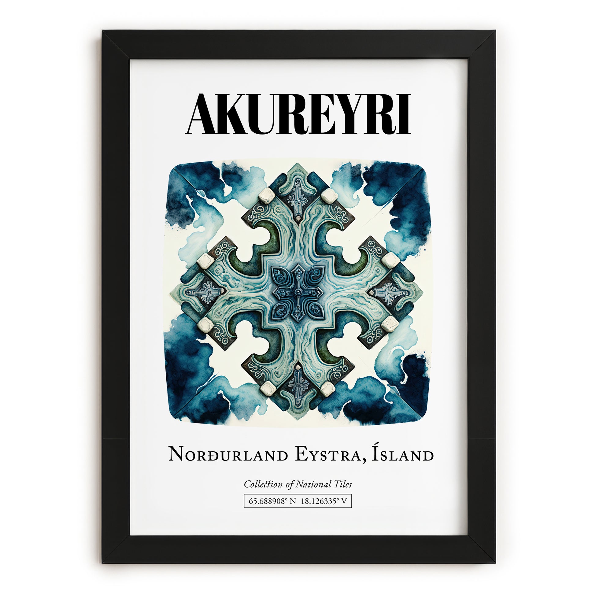 Akureyri, Iceland – Travel Wall Art, in sleek black frame