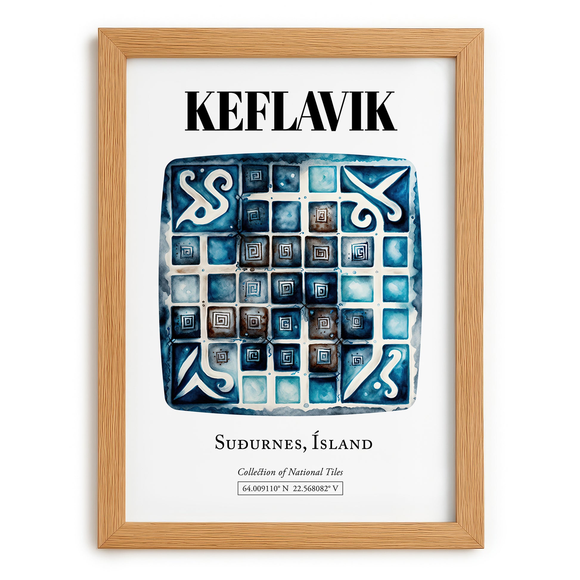 Keflavik, Iceland – Tourist Destination Poster, set in oak frame