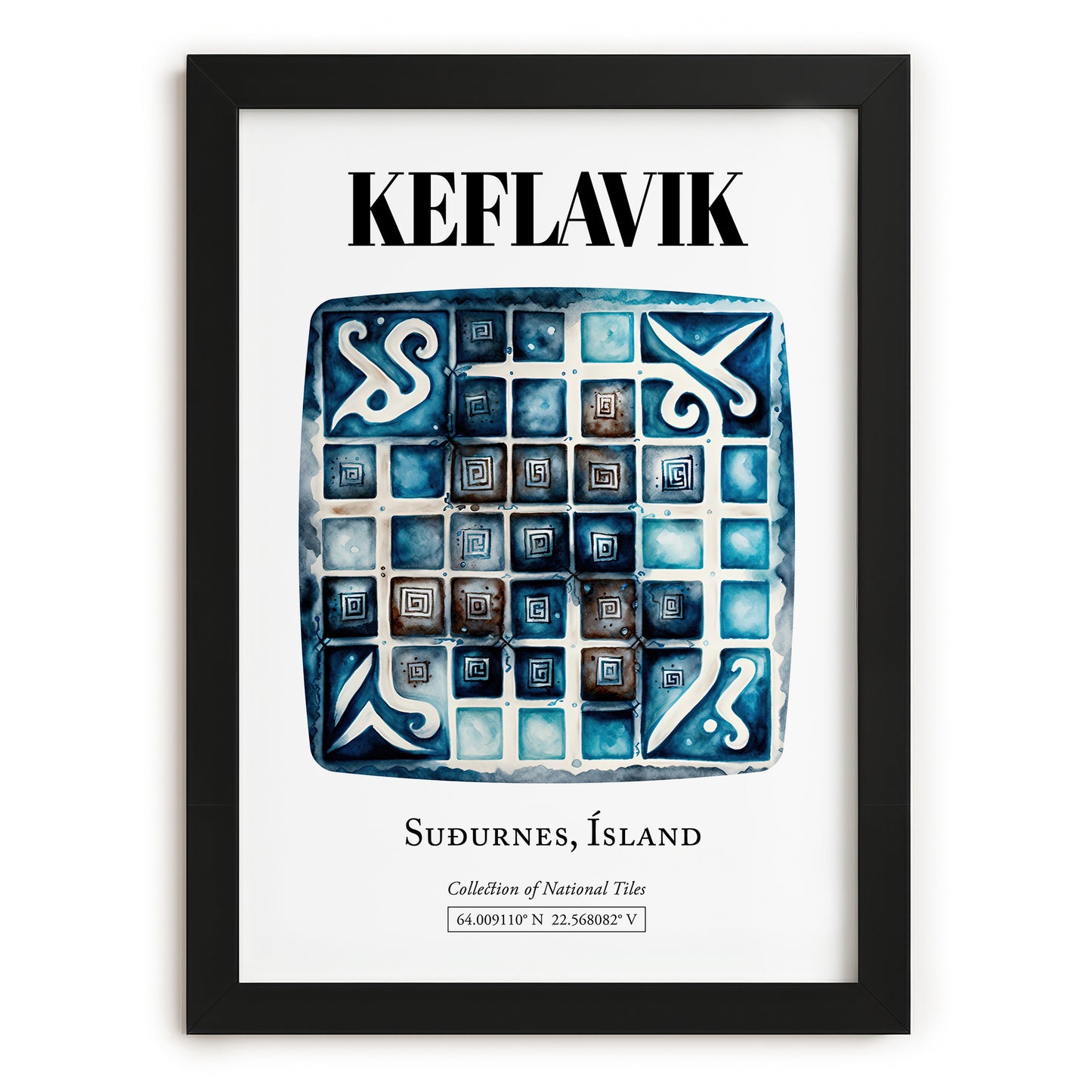 Keflavik, Iceland – Tourist Destination Poster, in sleek black frame