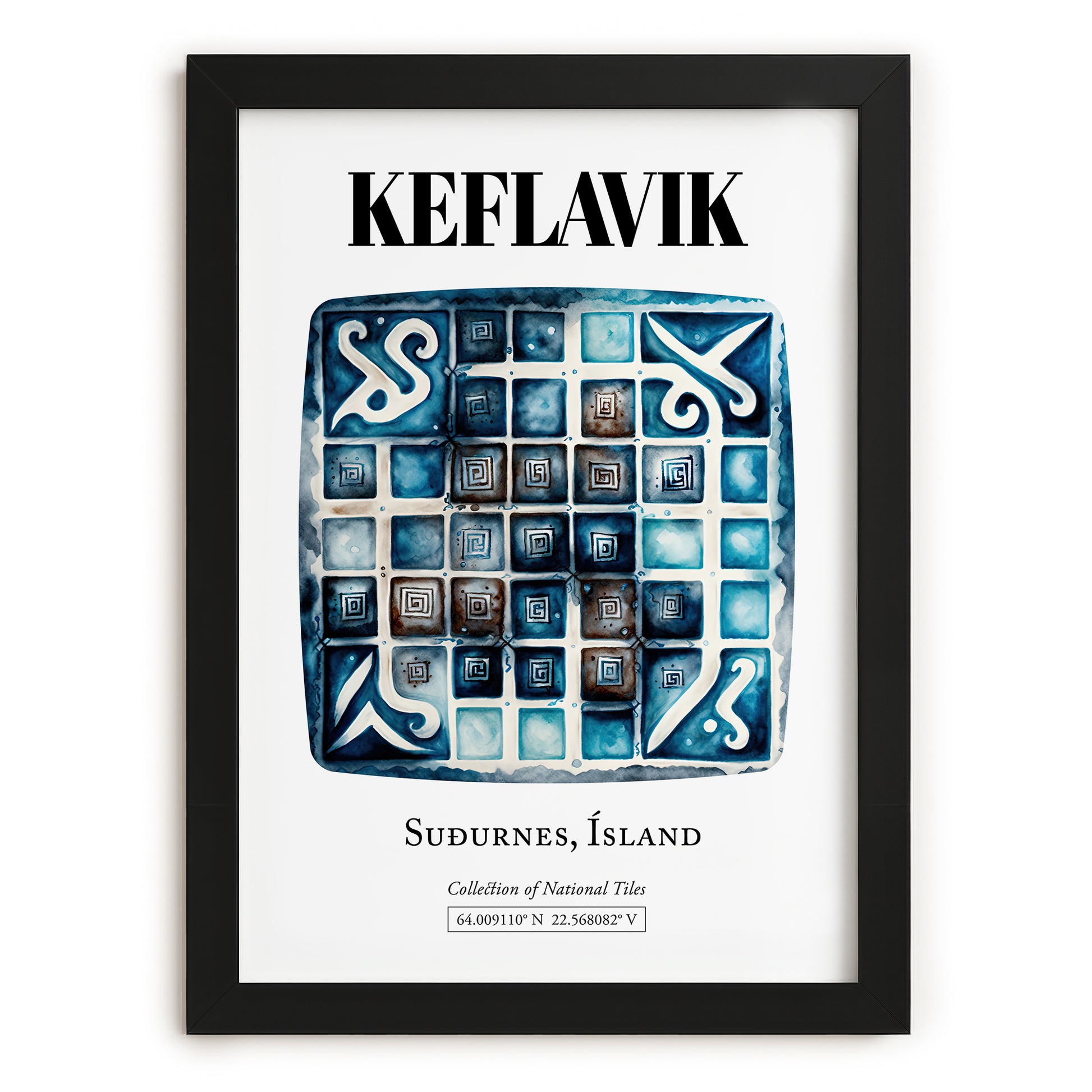 Keflavik, Iceland – Tourist Destination Poster, in sleek black frame