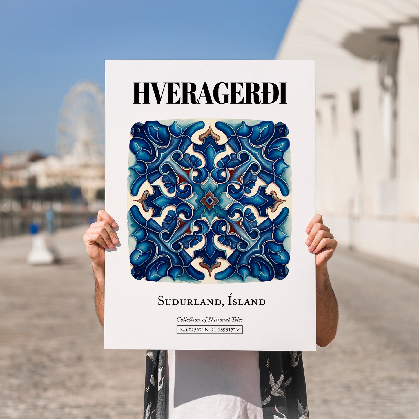 Hveragerði, Iceland – Travel Print, no-text version framed in wood