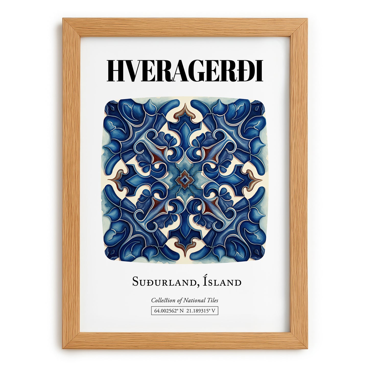 Hveragerði, Iceland – Travel Print, set in oak frame