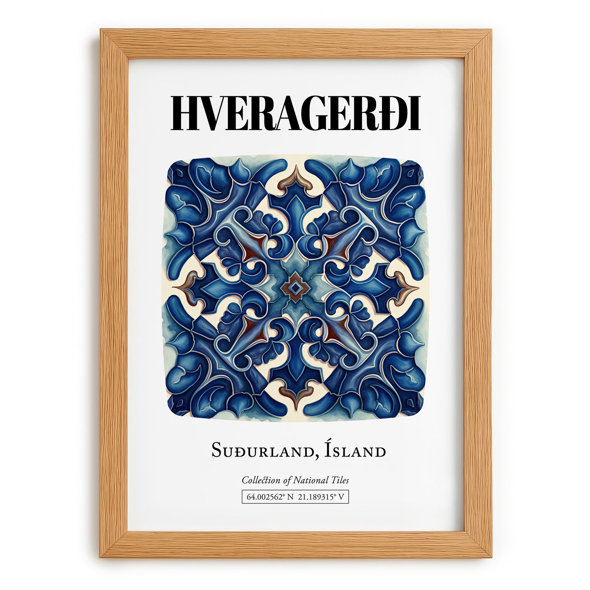 Hveragerði, Iceland – Travel Print, set in oak frame