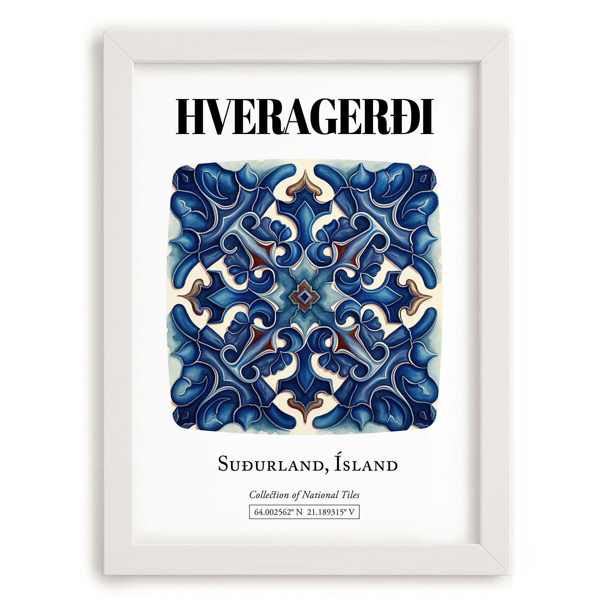 Hveragerði, Iceland – Travel Print, placed in minimal white frame