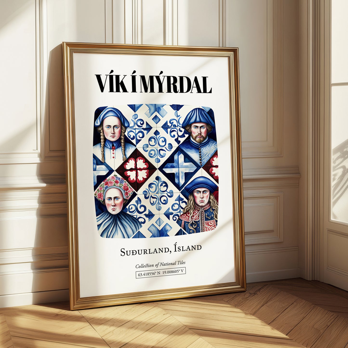 Vík Í Mýrdal, Iceland – Illustrated Travel Poster, styled in a charming Paris street view
