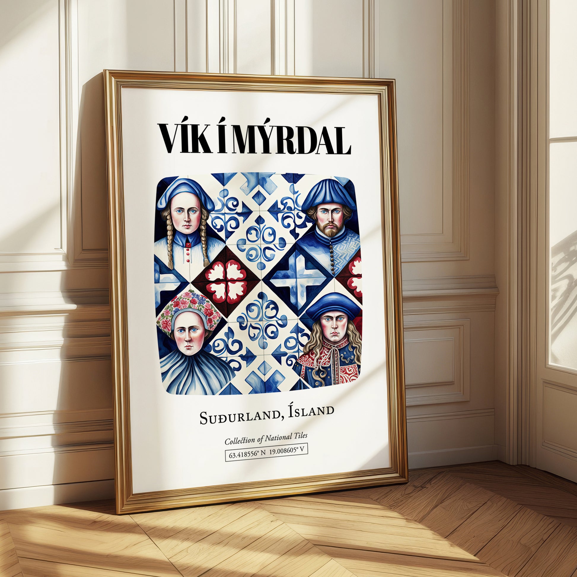 Vík Í Mýrdal, Iceland – Illustrated Travel Poster, styled in a charming Paris street view