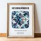 Seyðisfjörður, Iceland – Travel Poster, in wooden frame leaning on the floor