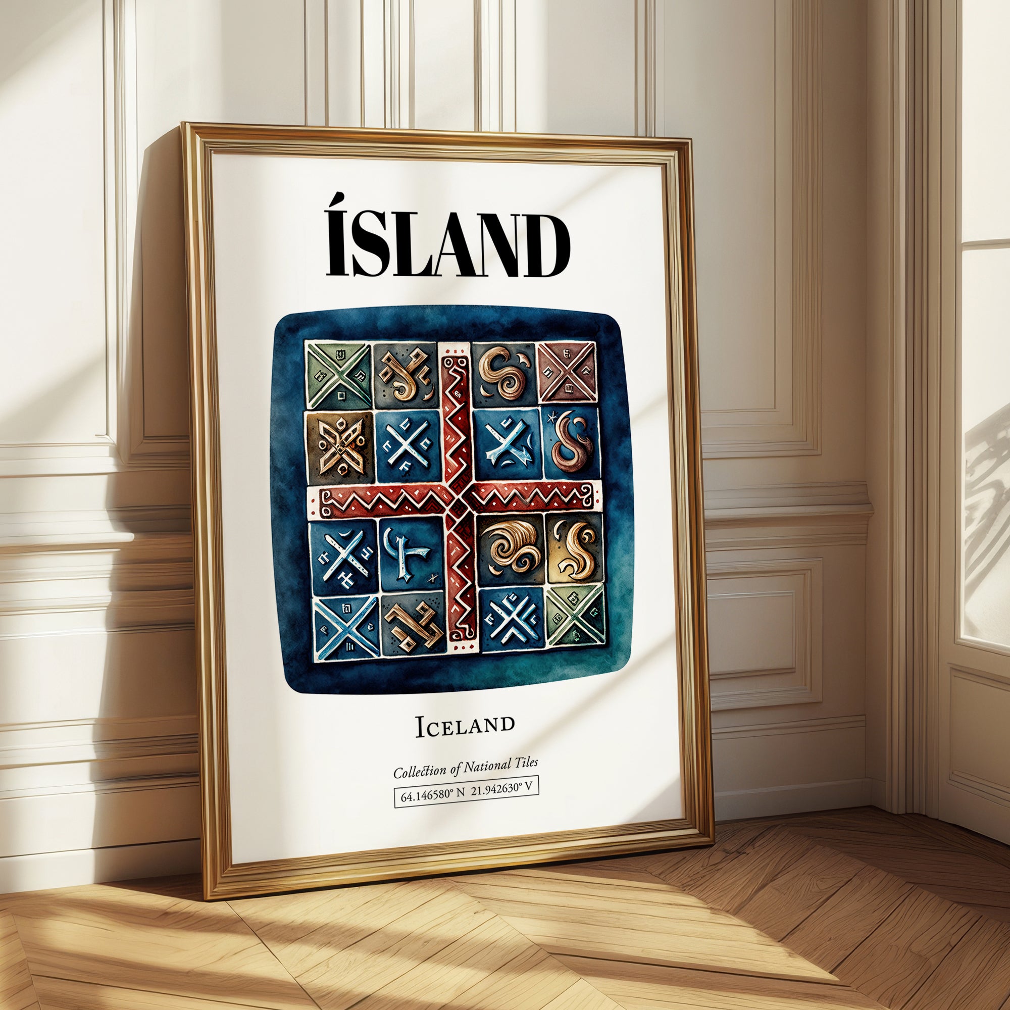 Ísland, Iceland – World Heritage Travel Poster, styled in a charming Paris street view