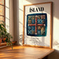 Ísland, Iceland – World Heritage Travel Poster, clean layout with no caption