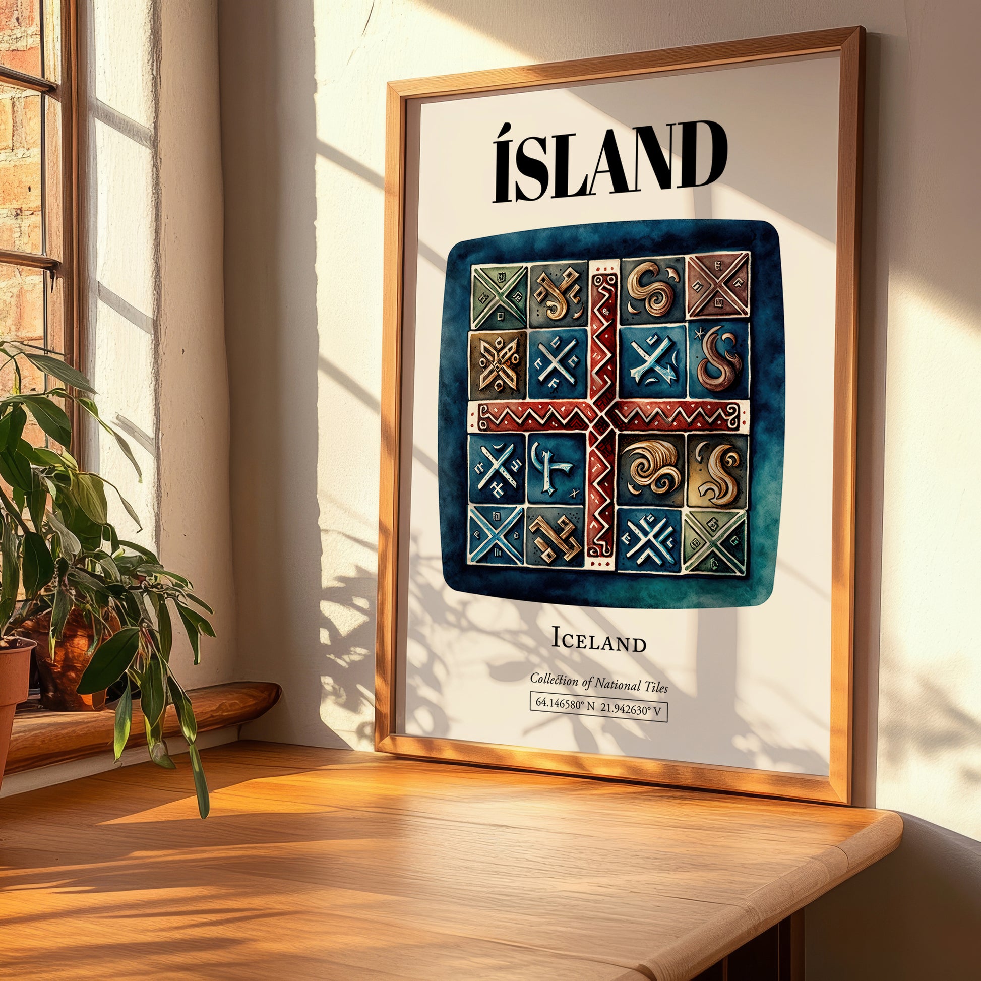 Ísland, Iceland – World Heritage Travel Poster, clean layout with no caption