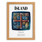 Ísland, Iceland – World Heritage Travel Poster, set in oak frame