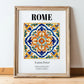 Rome, Italy – Travel Poster, in wooden frame leaning on the floor