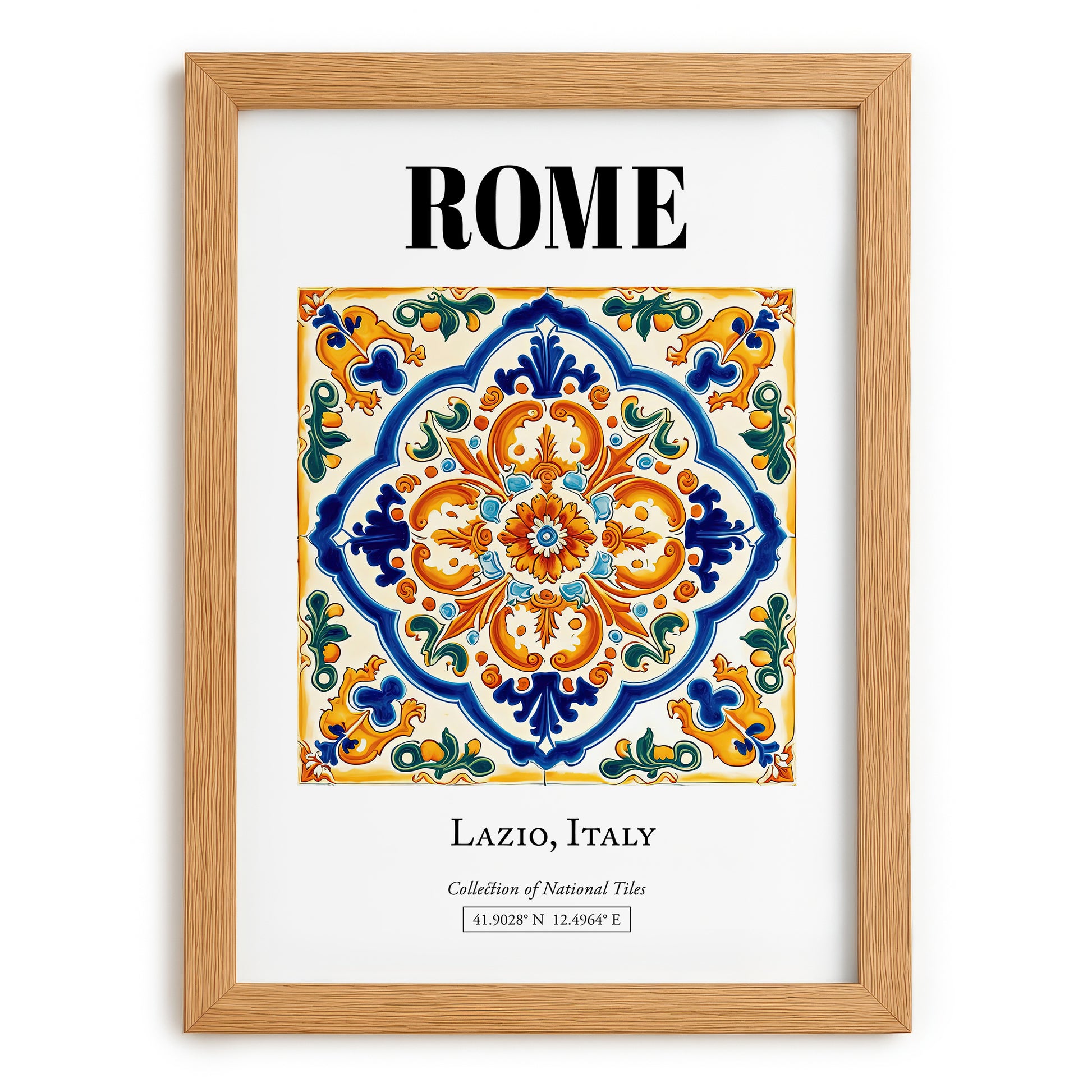 Rome, Italy – Travel Poster, set in oak frame