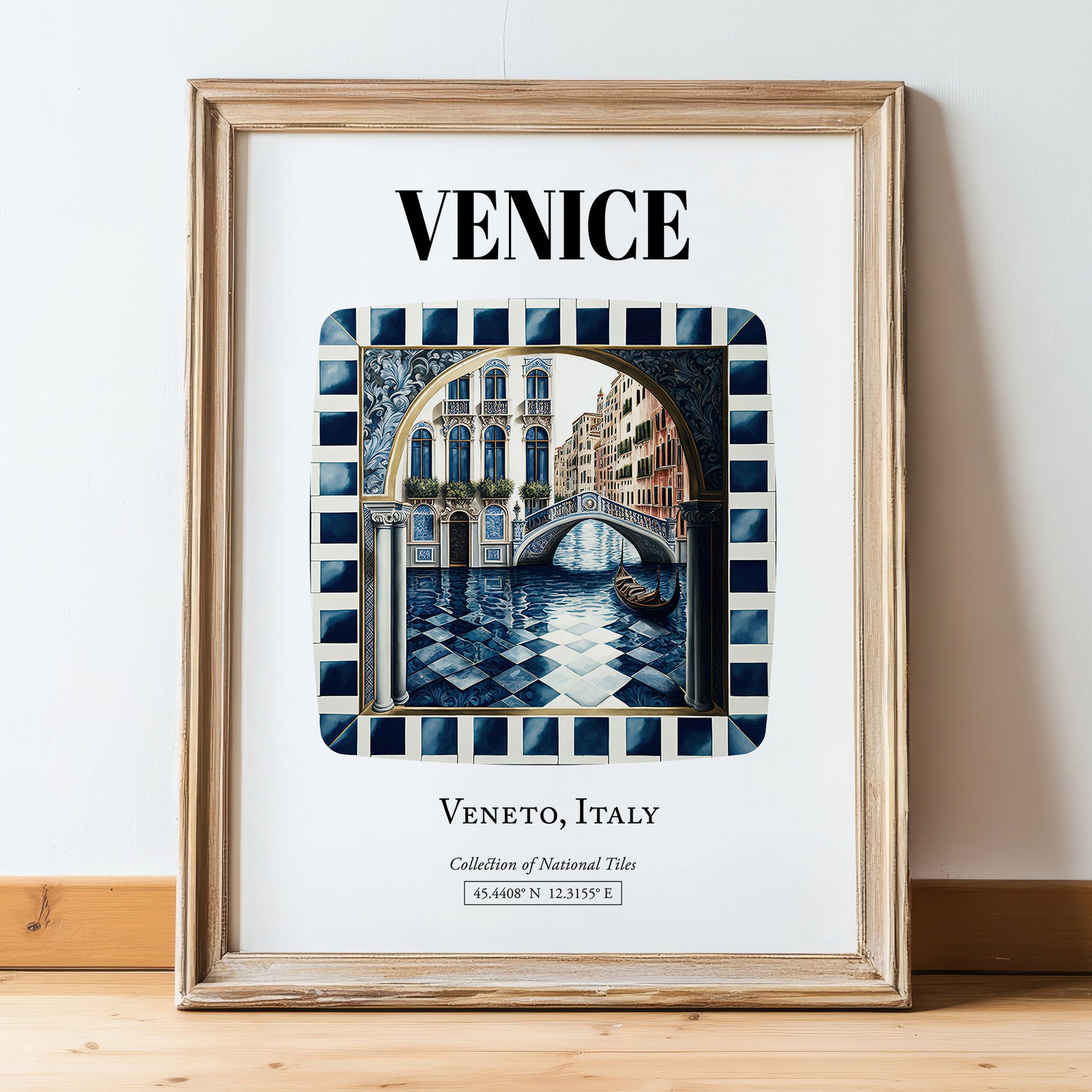 Venice, Italy – Travel Print, in wooden frame leaning on the floor