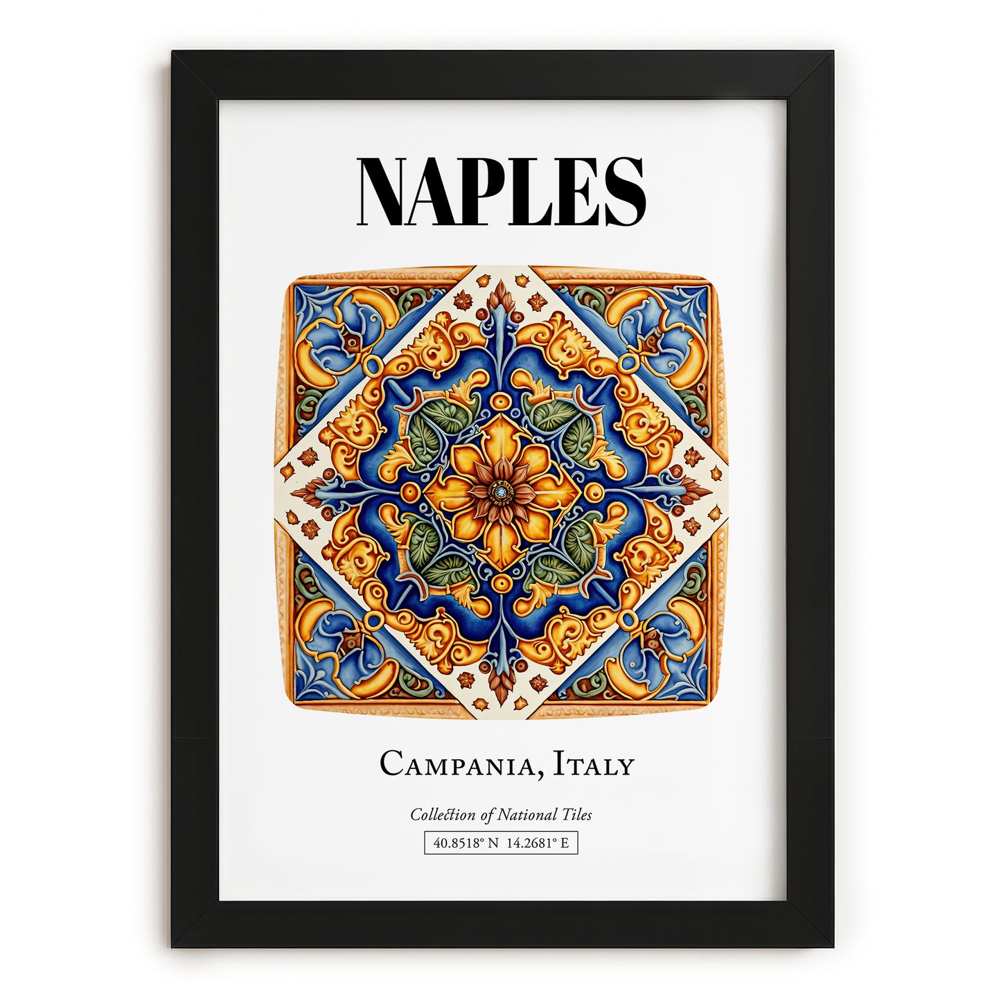 Naples, Italy – Travel Print, in sleek black frame