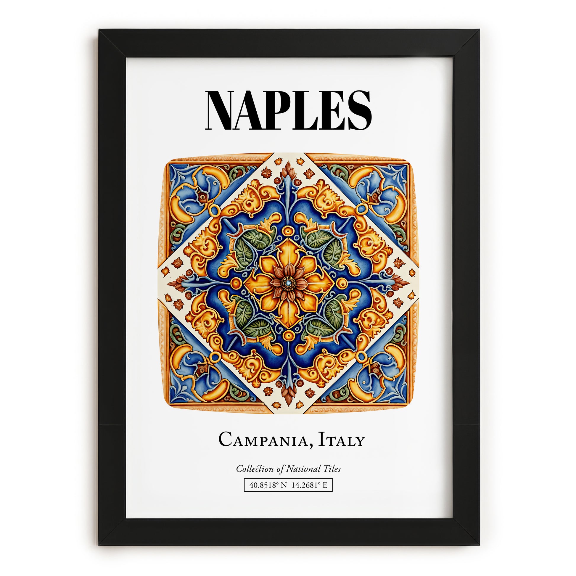 Naples, Italy – Travel Print, in sleek black frame