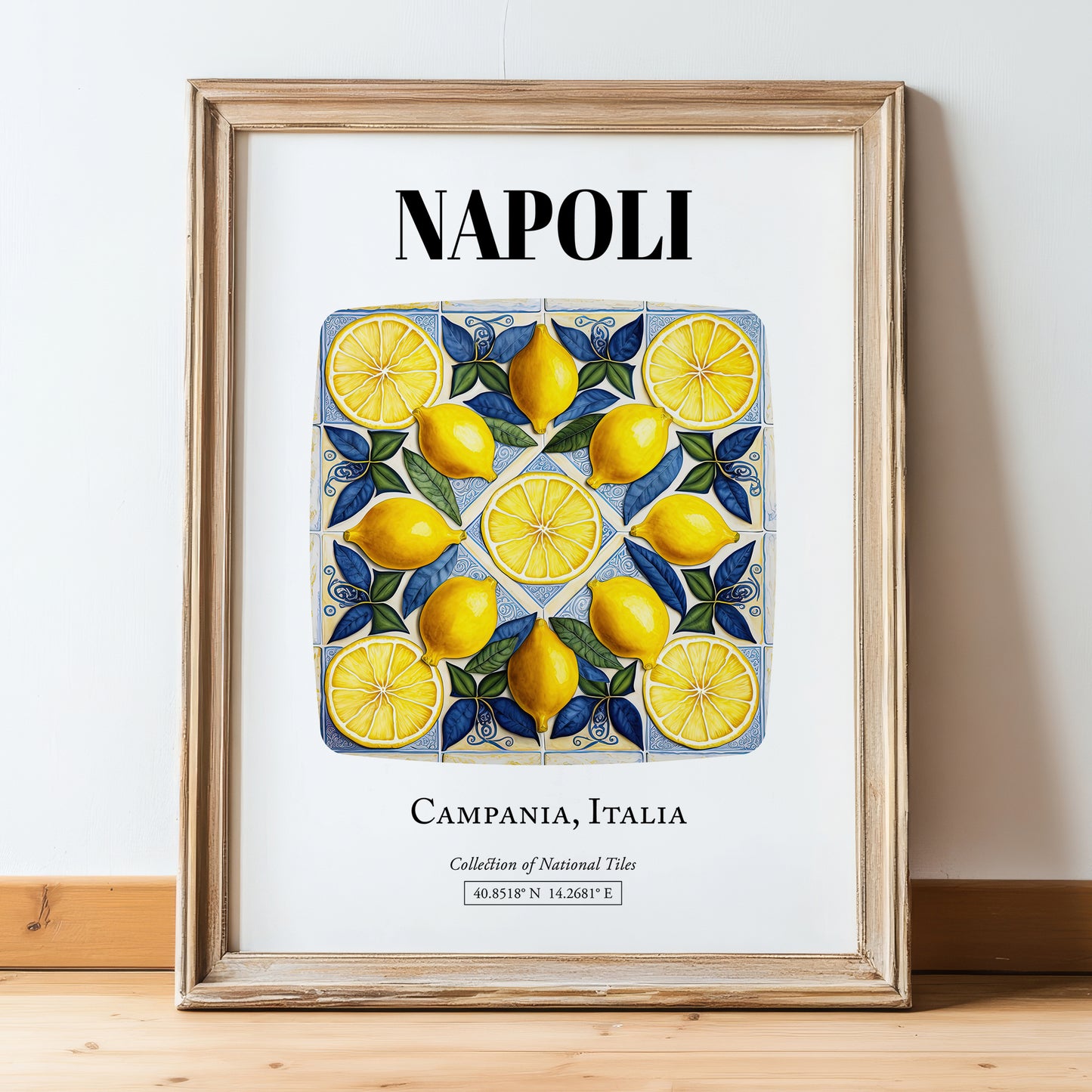 Napoli, Italy – Travel Print, in wooden frame leaning on the floor