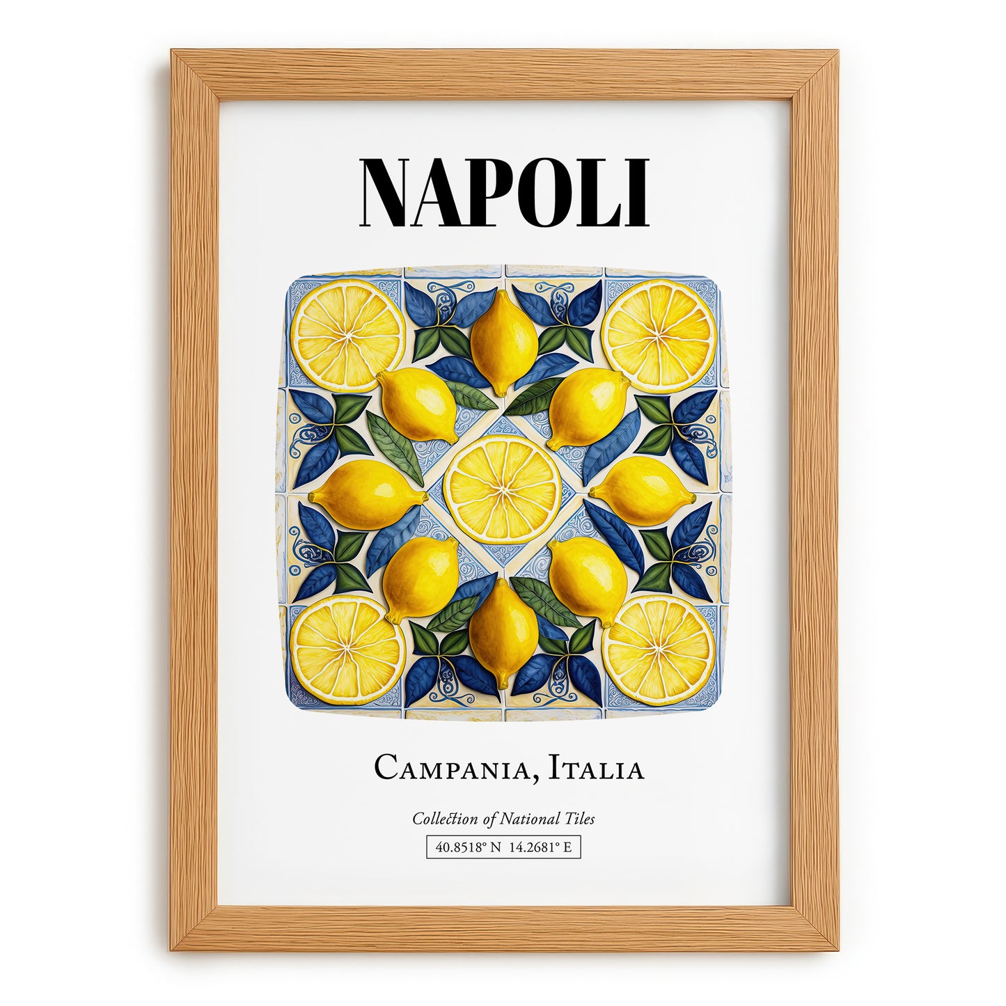 Napoli, Italy – Travel Print, set in oak frame
