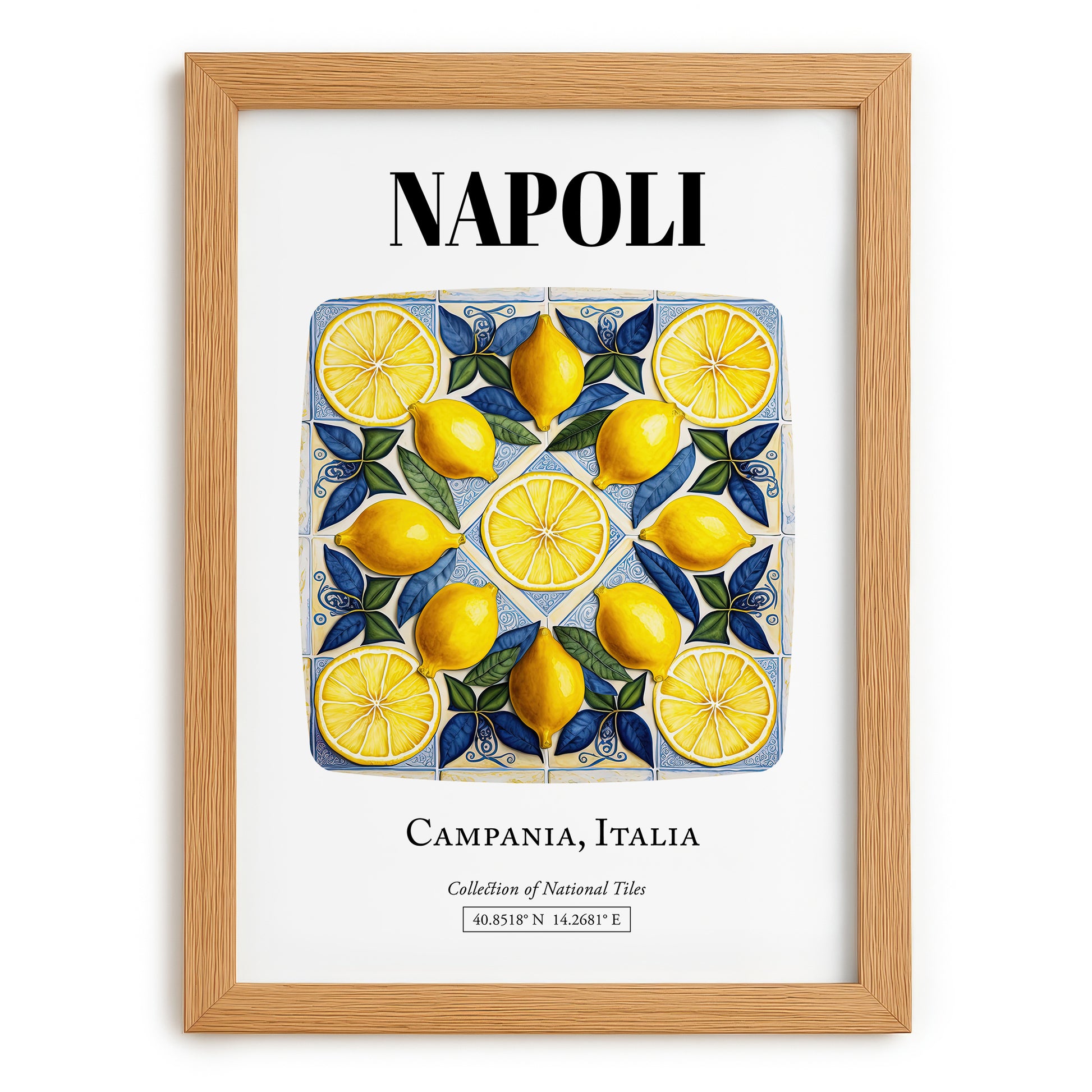 Napoli, Italy – Travel Print, set in oak frame