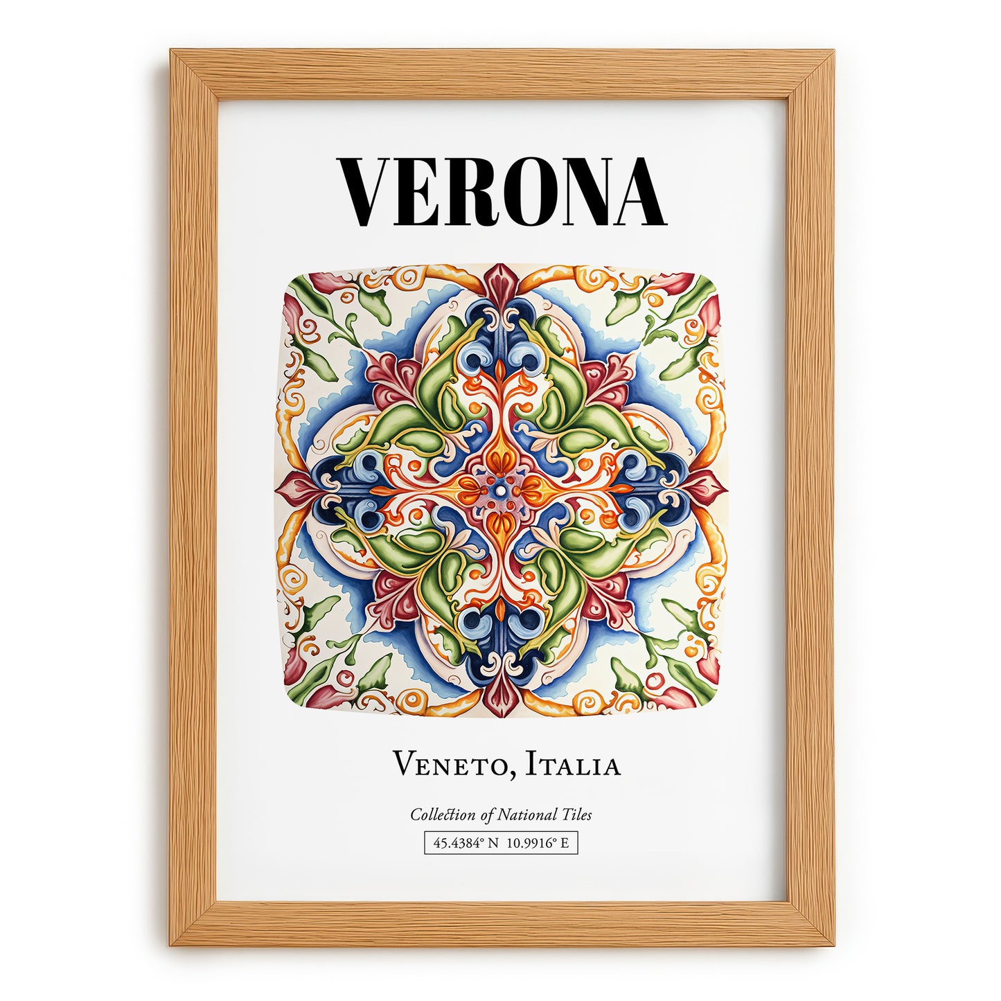 Verona, Italy – Cultural Heritage Wall Art, set in oak frame