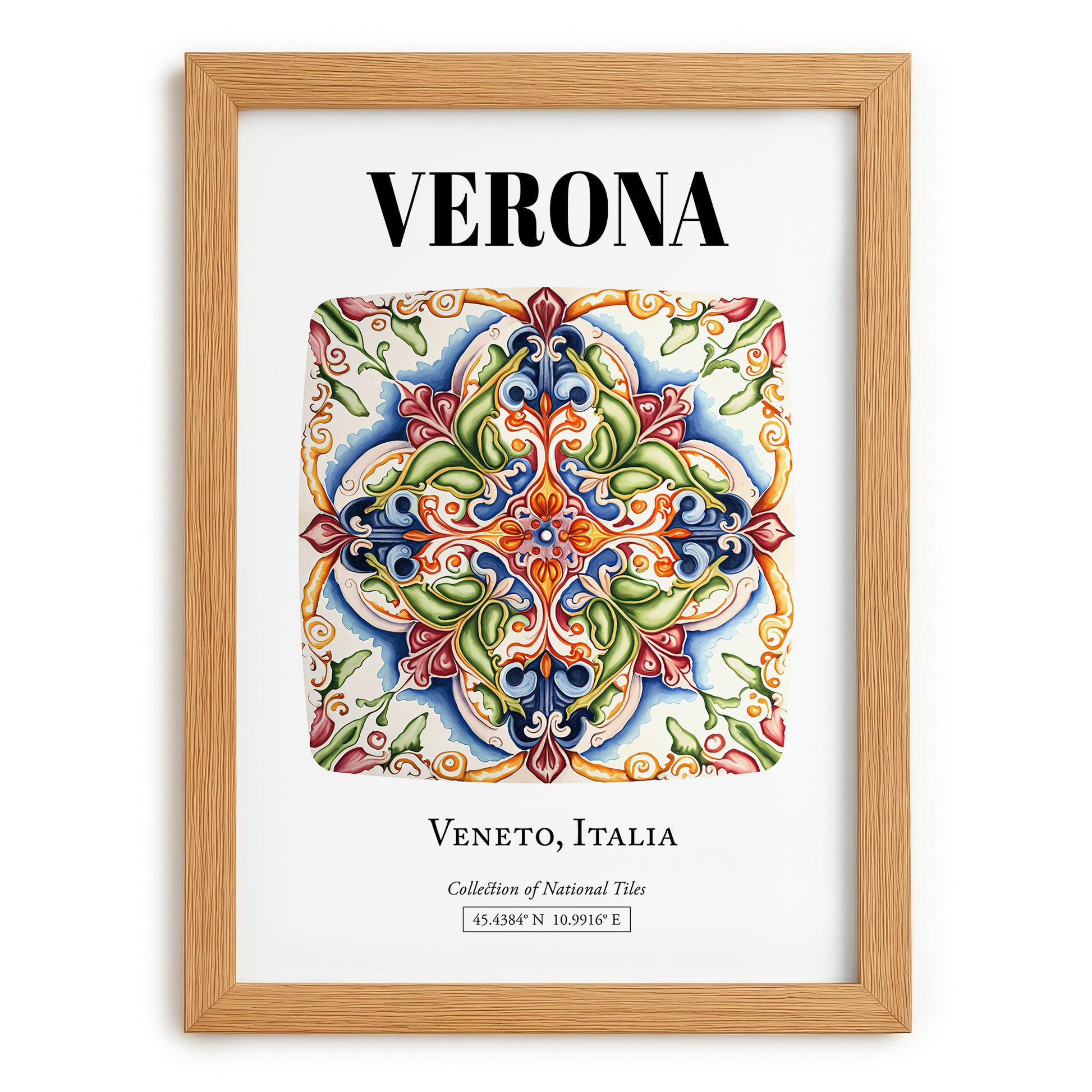 Verona, Italy – Cultural Heritage Wall Art, set in oak frame