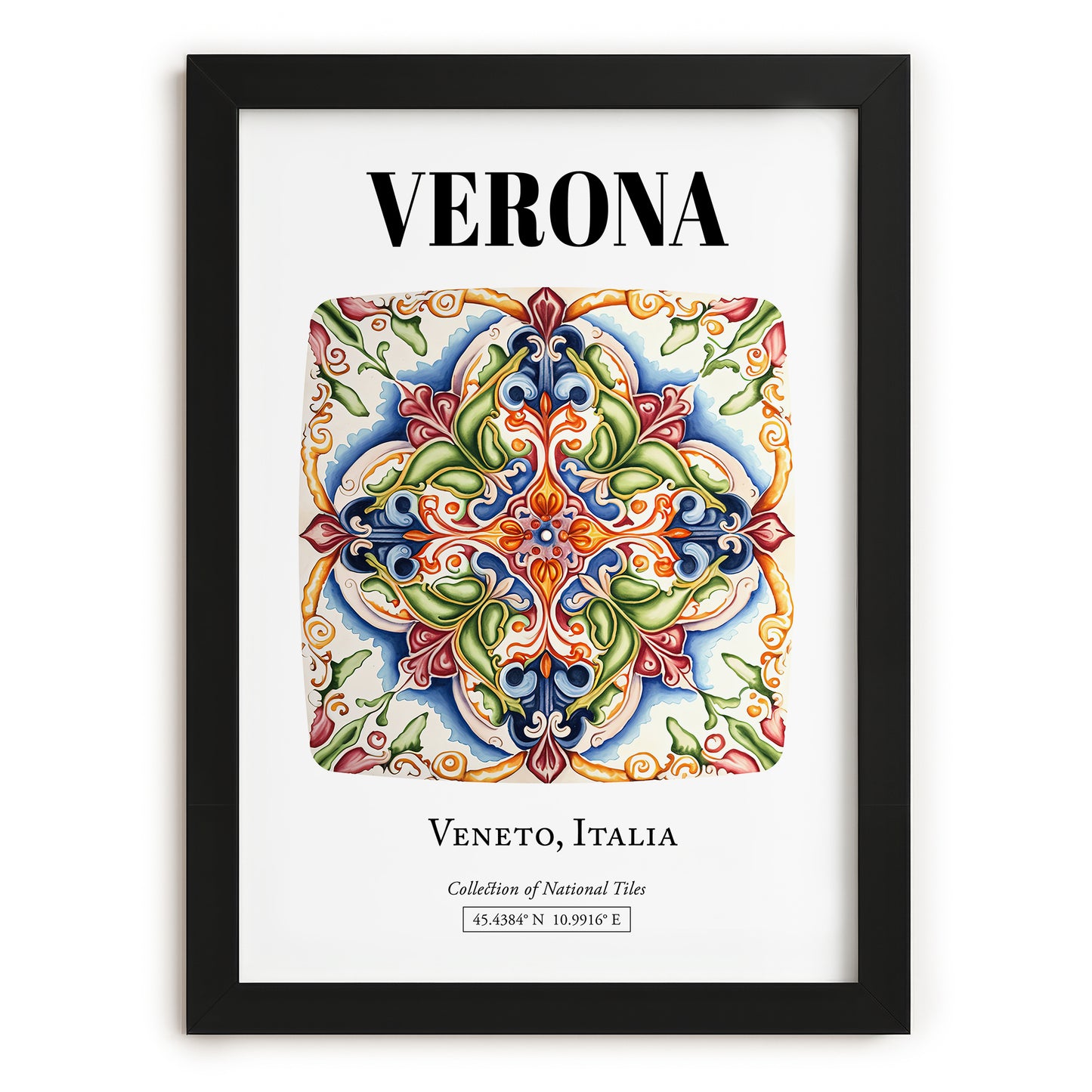 Verona, Italy – Cultural Heritage Wall Art, in sleek black frame