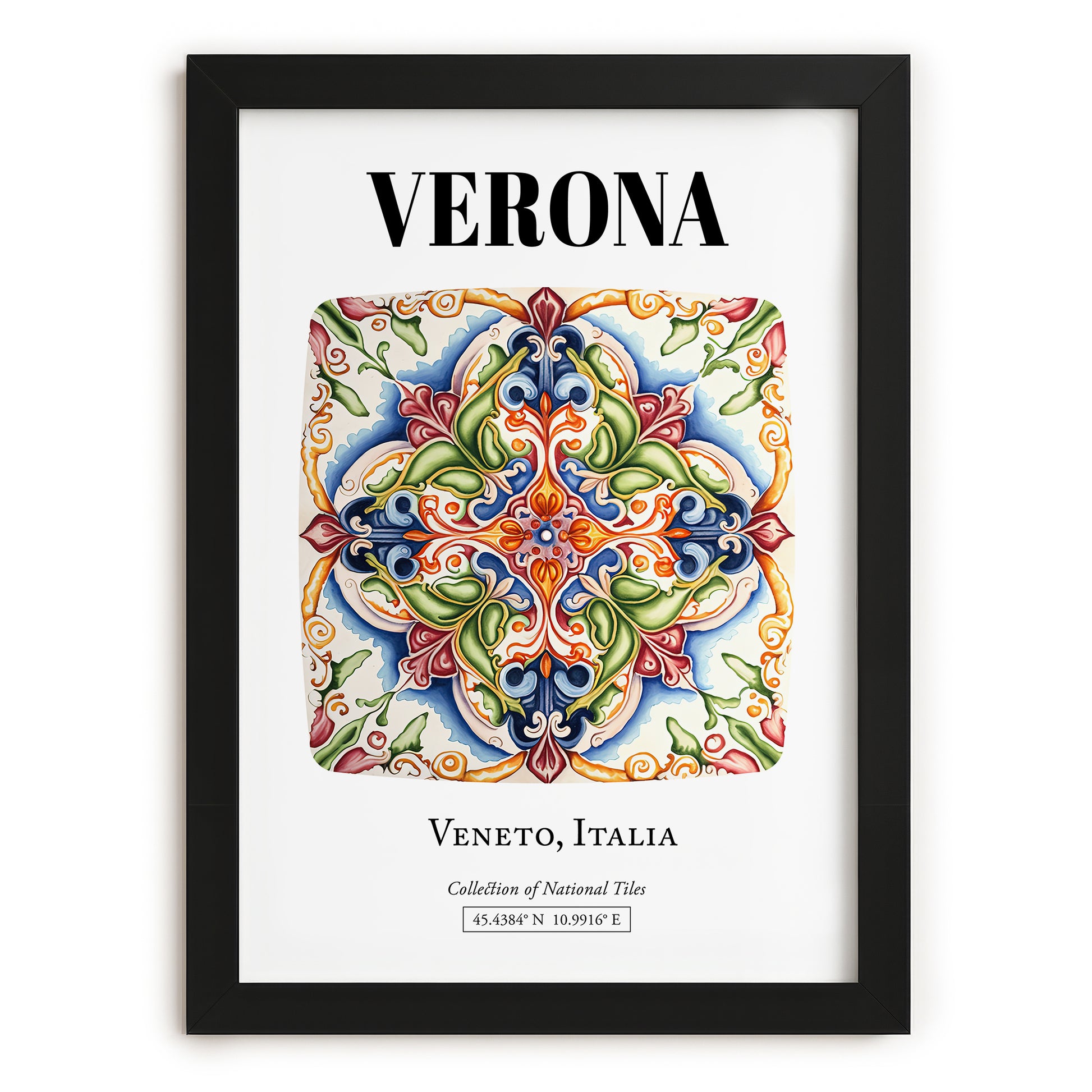 Verona, Italy – Cultural Heritage Wall Art, in sleek black frame