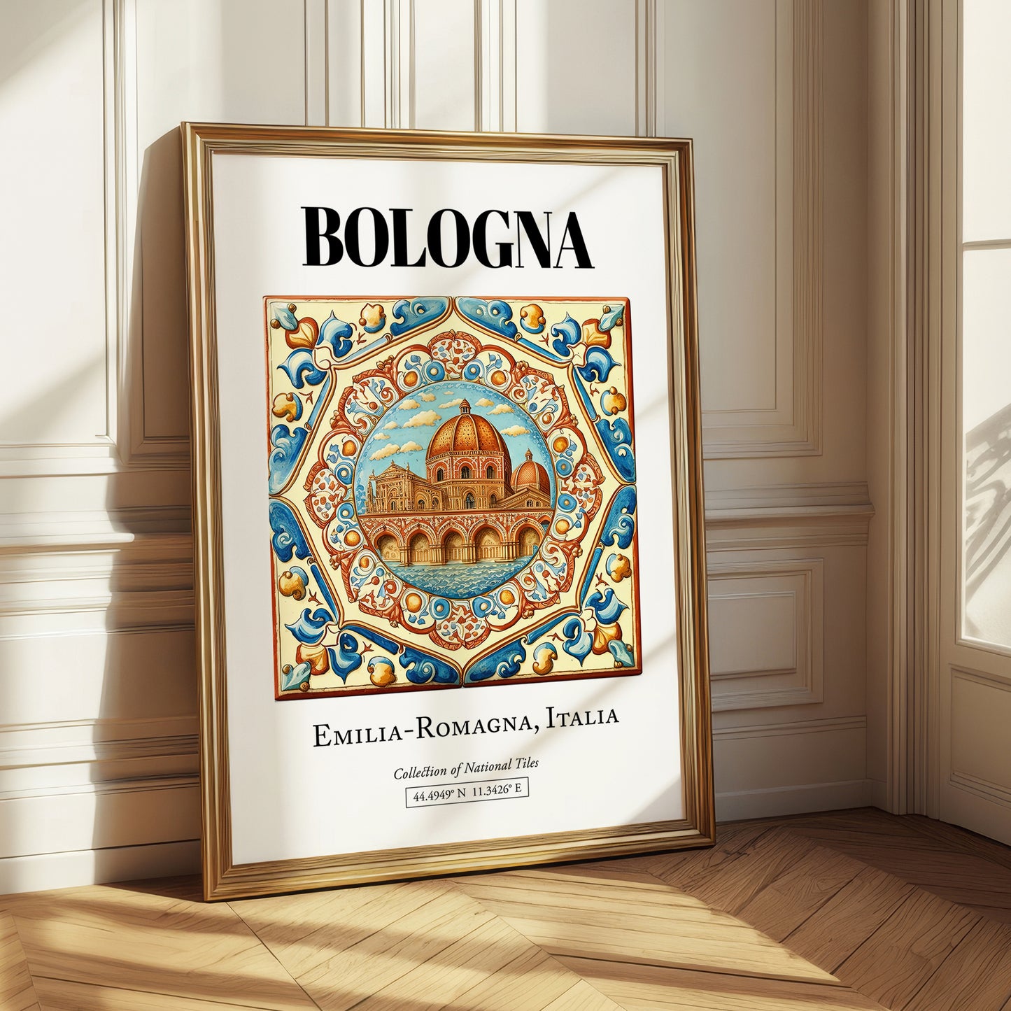 Bologna, Italy – Retro Travel Poster, styled in a charming Paris street view