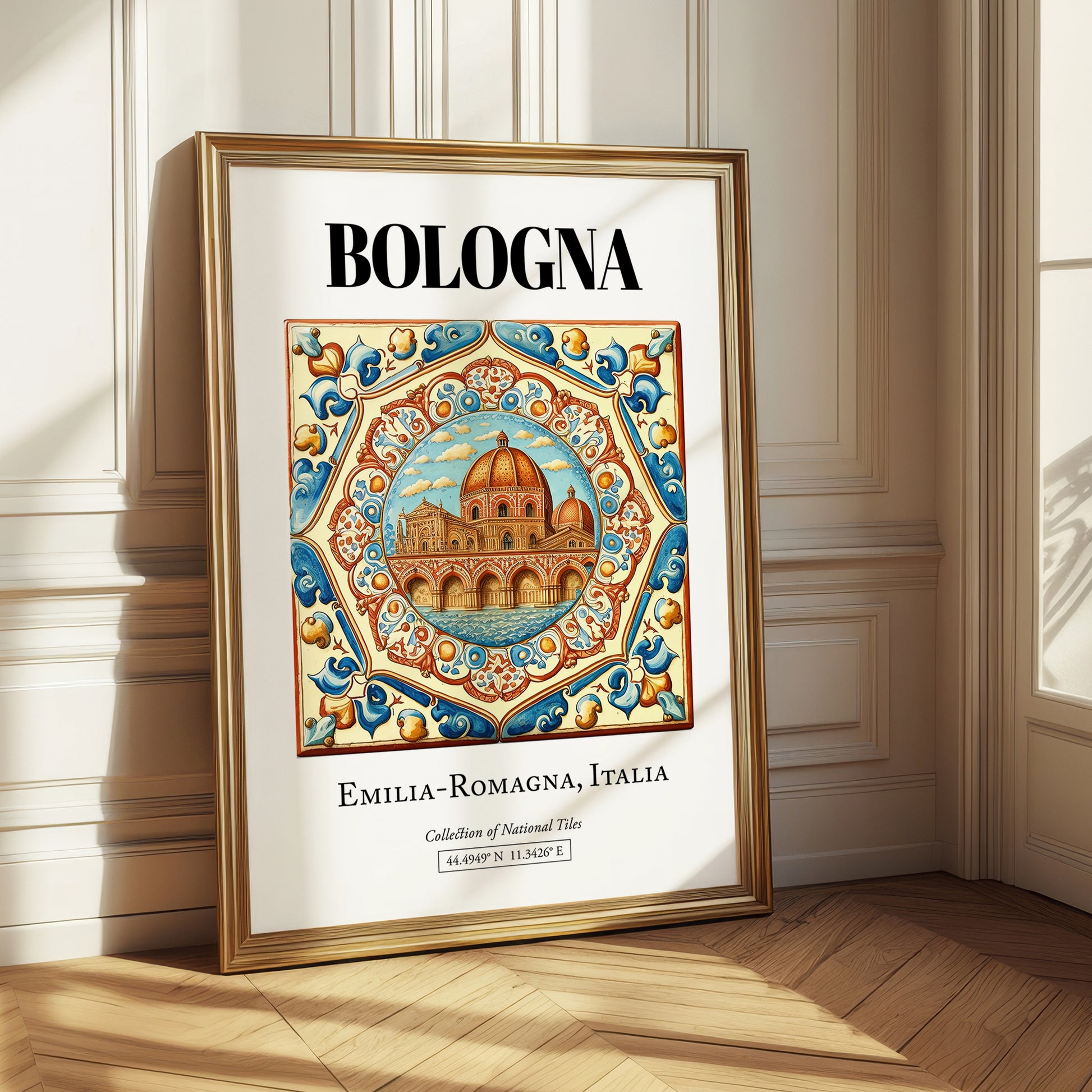 Bologna, Italy – Retro Travel Poster, styled in a charming Paris street view