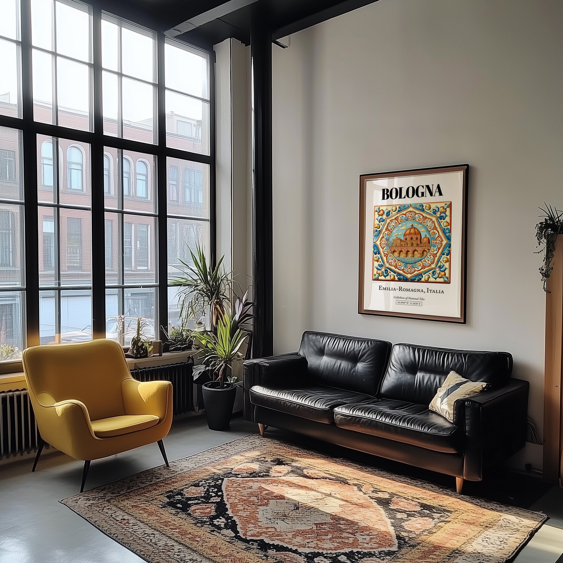 Bologna, Italy – Retro Travel Poster, unframed on coastal sand