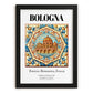 Bologna, Italy – Retro Travel Poster, in sleek black frame